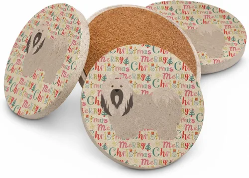Vista 68 de AIDI Atlas Mountain Dog Merry Christmas - Posavasos grandes de piedra arenisca, paquete de 4