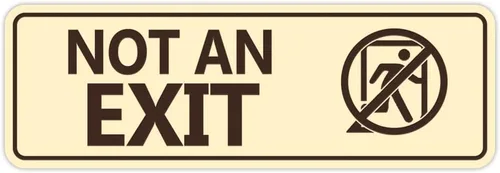 Vista 18 de Letrero estándar NOT an EXIT (Stick Man) (negro/oro), tamaño pequeño