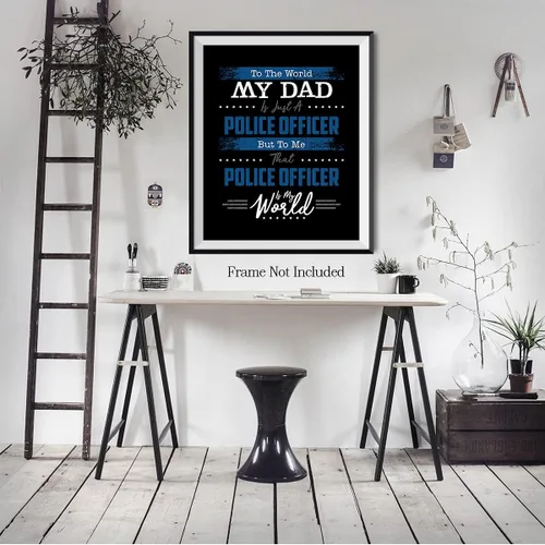 Vista 5 de To The World My Dad - Law Enforcement Prints - Police Officer Gifts from Son or Daughter - Police Hero Gift - Police Officer Wall Decor - Child Gift