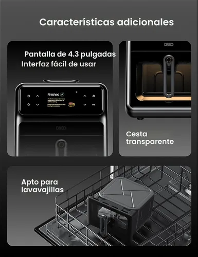Vista 8 de Dreo ChefMaker - Freidora combinada, cocina como un profesional con solo presionar un botón, freidora de aire inteligente con sonda de cocina