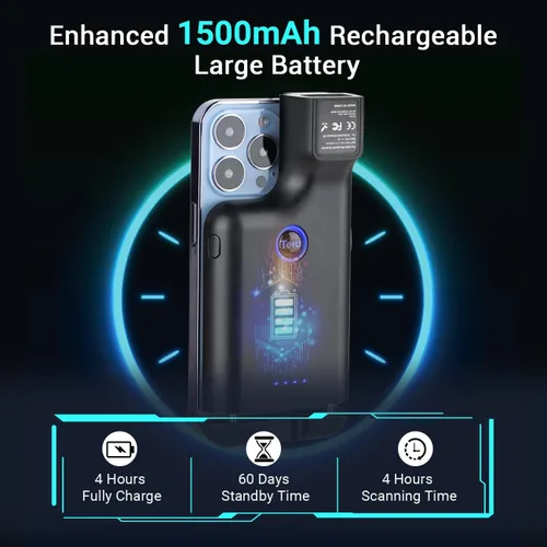 Vista 2 de Tera Escáner de código de barras inalámbrico 1D 2D QR portátil clip trasero 3 en 1 2.4 GHz inalámbrico y USB con cable y compatible con Bluetooth