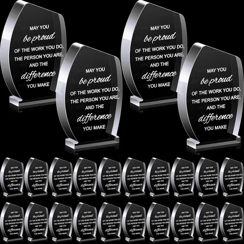 Vista 13 de Huquary Premios de agradecimiento a los empleados para el compañero de trabajo del mes Trofeo Acrílico Regalo de agradecimiento a granel Be Proud of