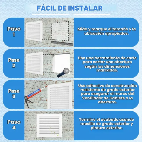 Vista 6 de Ventilación de Ático de Aluminio Premium de 6"x6" con Malla, Flujo de Aire Óptimo para Áticos, Cobertizos y Hastiales, Abertura de Ventilación