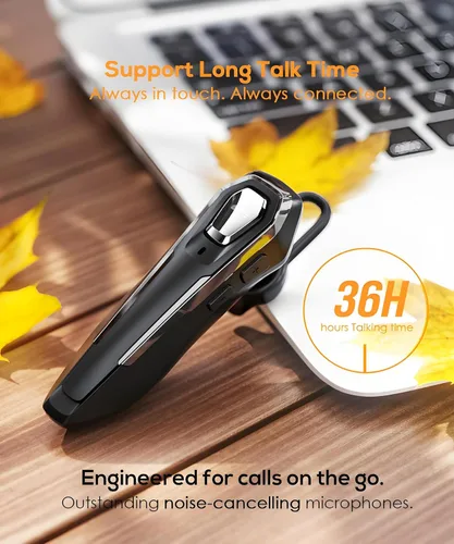 Vista 2 de Auriculares Bluetooth de un solo oído para llamadas, auricular inalámbrico con micrófono de cancelación de ruido, tiempo de conversación de 36