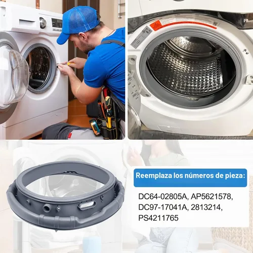 Vista 2 de Sello de puerta de lavadora DC64-02805A mejorado compatible con Samsung, piezas de repuesto de sello de lavadora, diafragma de puerta