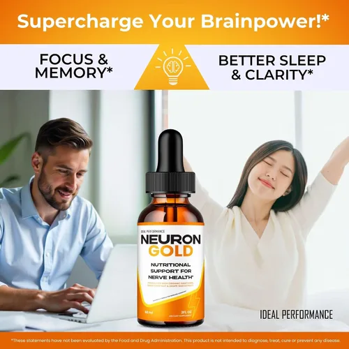 Vista 4 de Neuron Gold Drops, Neuron Gold Premium para neuropatía y suplemento de apoyo a la salud nerviosa - Máxima fuerza, todos los ingredientes naturales