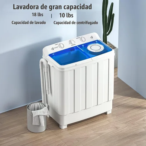 Vista 5 de Auertech Combo de Lavadora y Secadora Portátil, Máquina Lavadora de Doble Tina de 28 Libras, Secadora de Ropa Compacta de 1.5 Pies Cúbicos, Conjunto