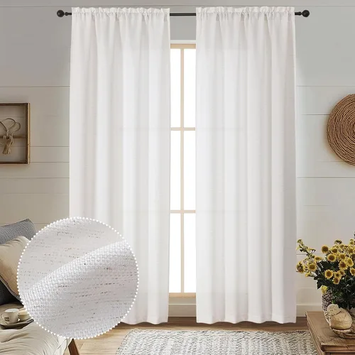 Vista 34 de OWENIE Bob Juego de 2 Paneles de Cortinas Negras de Cocina para Ventanas de 36 Pulgadas de Largo, Cortinas Cortas de Café con Textura de Lino