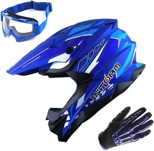 Vista 19 de 1Storm - Casco de motocross para adultos, bicicleta de montaña de descenso, BMX, MX, ATV, motocicleta todoterreno, estilo Storm HF803; negro mate