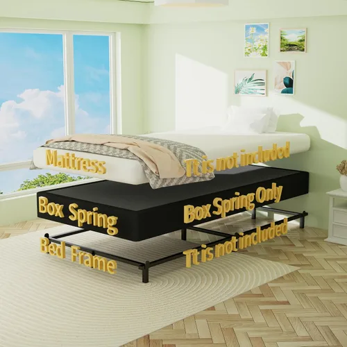 Vista 8 de Superay Somier Doble, Somier de 10 pulgadas para Cama Doble, Marco de Cama de Metal Resistente con Funda de Tela, Base de Cama Fundación de Colchón