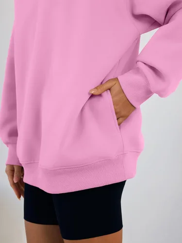 Vista 5 de Trendy Queen Sudaderas con capucha de gran tamaño para mujer, cómodas sudaderas de otoño a la moda 2025, trajes casuales de forro polar con bolsillos