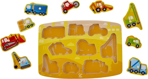Vista 2 de Hape Rompecabezas de clavijas de construcción Juego de rompecabezas de madera de 10 piezas, juguete de aprendizaje para niños pequeños