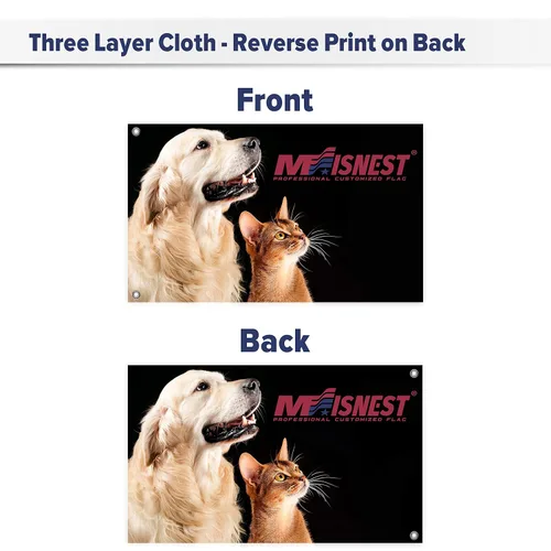 Vista 2 de Bandera personalizada de doble cara de 4 x 6 pies – Banderas personalizadas para exteriores – Diseña tu propio logotipo, imagen, foto y texto