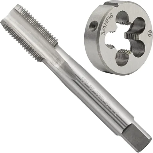 Vista 10 de 1/4 "-20 UNC HSS Tap And Die Set, 1/4 x 20 UNC Macho de rosca de máquina y rosca redonda Die mano derecha
