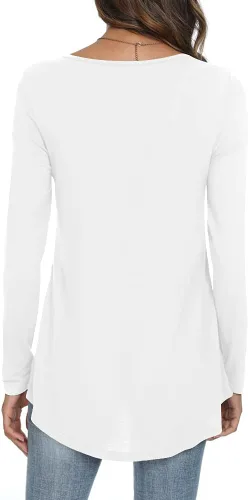 Vista 3 de CATHY Blusa holgada de manga larga con volantes para mujer, estilo casual, para usar con leggings