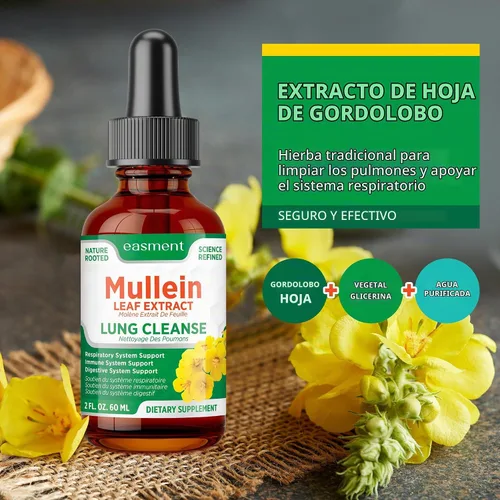 Vista 5 de Extracto de hoja de gordolobo para pulmones: gotas de gordolobo para los pulmones