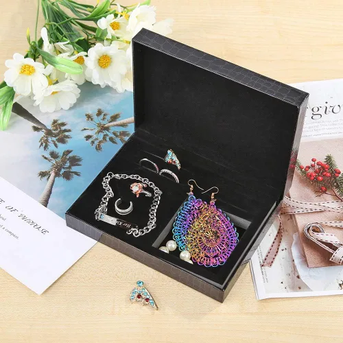 Vista 3 de DIY 5D Colorido Mariposa Diamante Pintura Joyero Kits para Adultos, Forma Especial Cristal Rhinestone Diamante Arte Joyero Organizador de Cuero PU