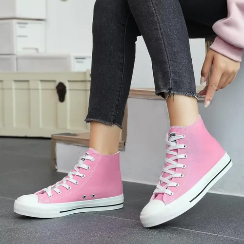 Vista 5 de Tenis de lona para mujer, clásicos, con cordones, tenis de lona de moda, casuales, cómodos para caminar