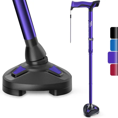 Vista 9 de HEALTHBAZAAR - Bastón para hombres y mujeres - Bastón giratorio que se sostiene solo, bastones plegables ajustables para adultos y personas mayores