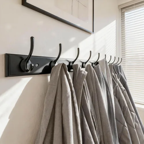 Vista 2 de WEBI Perchero de pared para montar en la pared, ganchos para colgar en la pared de 38 1/4" de largo, perchero de pared de bambú con gancho