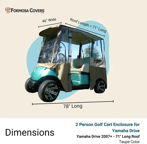Vista 2 de Formosa Covers Carrito de golf Recinto de conducción para Yamaha Drive 2 plazas - Todo Tiempo