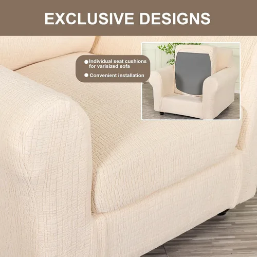 Vista 7 de Eco-Ancheng Fundas para silla, funda de sofá con funda de cojín de asiento separada con parte inferior elástica, 1 funda de asiento con brazos