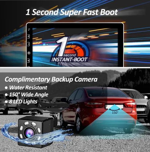 Vista 4 de COREHAN Estéreo de auto doble DIN – Estéreo de coche con pantalla táctil de 10 pulgadas con Bluetooth, cámara de respaldo, audio para automóvil