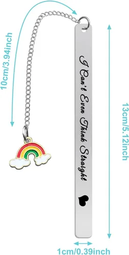 Vista 6 de Regalo de orgullo gay, divertido regalo LGBT I Can't Even Think Straight Marcador lesbiana regalo para novia, esposa, aniversario, día de San
