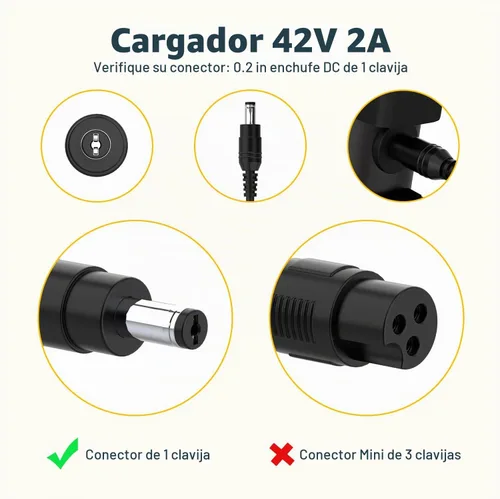 Vista 4 de Cargador de 42 V, 2 A para bicicleta eléctrica VIVI de 36 V; Jasion eb5; Aventon Pace 350