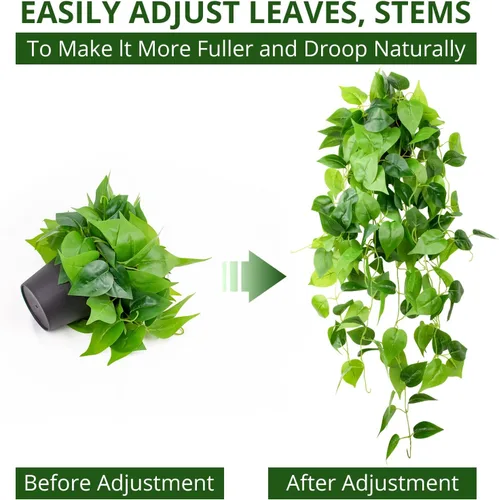 Vista 8 de LOYWREE Plantas Artificiales de 35.4 Pulgadas en Maceta Negra Plantas Colgantes Falsas Realistas en Maceta con Hiedra Artificial y Pothos - Ideal