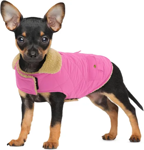 Vista 15 de Abrigo de invierno para perros pequeños, chaqueta sólida para cachorros, abrigo cálido para mascotas para clima frío, prendas acolchadas resistentes