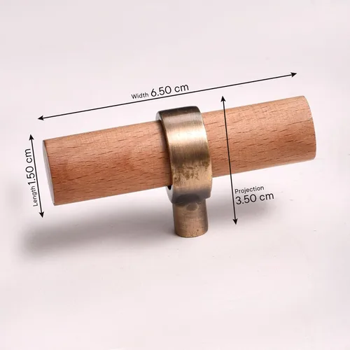Vista 2 de Indian Shelf Paquete de 6 manijas de madera natural para cajones, pomos de tocador, tiradores de armario, estilo decorativo elegante