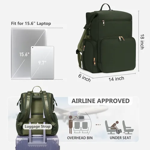 Vista 5 de CEI-CEI Mochila de neopreno para pañales con bolsillos aislados, bolsas grandes de maternidad para bebés recién nacidos, bolsa de viaje con Verde
