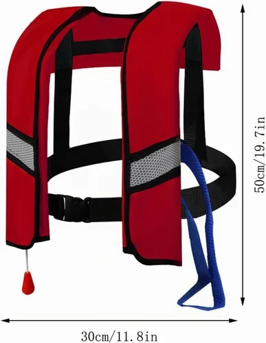 Vista 2 de Paquete de 3 chalecos salvavidas inflables automáticos 150N – Chaleco de natación de nailon ajustable con inflado de CO2, tiras reflectantes y Negro