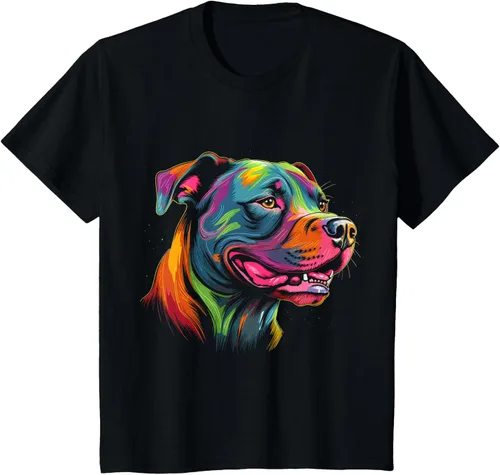 Vista 43 de Pit Bull Mom Dog Lover Colorido Artistic Pitbull Owner - Camiseta para mujer, Negro