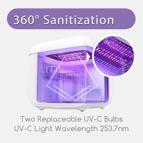 Vista 3 de Papablic Desinfectante de luz UV 4 en 1 Esterilizador UV y secadora Pro Caja de esterilizador UV con lámparas UV-C dobles para bebés y toda