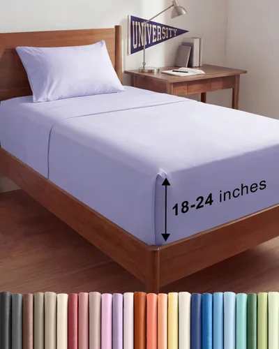 Vista 184 de Sábanas individuales de bolsillo extra profundo, sábanas transpirables y refrescantes de 3 piezas, juego de sábanas de lujo para hotel, suaves, sin