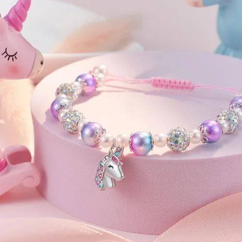 Vista 3 de HGDEER Pulsera de unicornio para hija, nieta, sobrina, adecuada para regalos de Navidad y cumpleaños