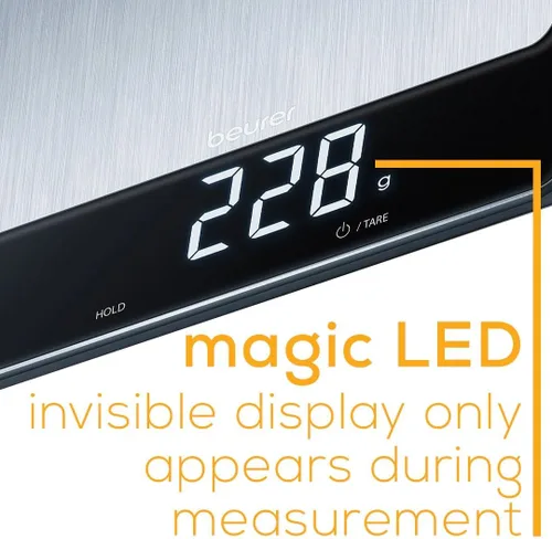 Vista 3 de Beurer KS34 - Báscula digital de cocina, báscula precisa para alimentos y gramos, capacidad de 33 libras, plataforma de pesaje XL para preparación