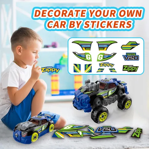 Vista 8 de Pup Go 3 en 1 Coche de Construcción para Niños de 3 años en adelante, Coche para Desmontar con Taladro Eléctrico, Camión de Juguete de Construcción
