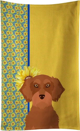 Vista 157 de Caroline's Treasures WDK5313KTWL - Toalla de cocina con diseño de girasoles de verano, color negro y tostado, Airedale Terrier, toalla de mano