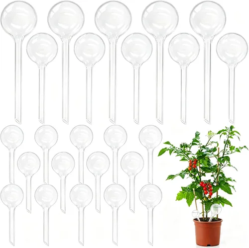 Vista 8 de 10 globos transparentes de riego de plantas, bombillas de plástico de riego automático, dispositivo de riego automático de flores, bebedero