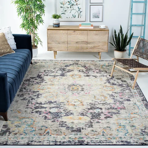 Vista 114 de Safavieh MAD473E - Tapete con diseño de medallón desgastado, bohemio elegante, colección Madison, no suelta pelos, fácil de cuidar, alto tránsito