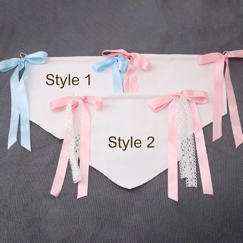Vista 7 de Letrero personalizado de bienvenida para bebé, bandera bordada con nombre, letrero para puerta de hospital de bebé, con lazos, decoración de baby