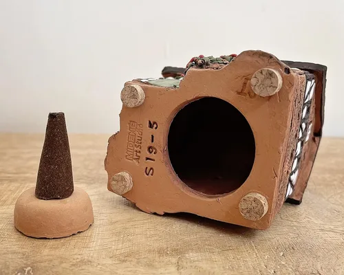 Vista 7 de Portavelas de cerámica Art Tealight Decoración de habitación Hecho a mano Coleccionable Casa de luz en miniatura Casa antigua en Lauterbach, Hessen