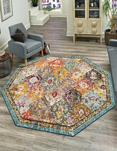 Vista 39 de Unique Loom Penrose Collection - Alfombra de área - Blake (2' 2" x 3' 1" Rectángulo, Verde/Beige)