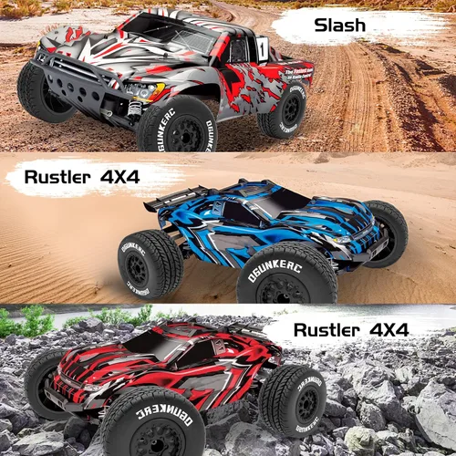 Vista 5 de OGRC - 4 neumáticos hexagonales de 0.472 in de plástico con insertos de espuma, neumáticos de goma para neumáticos 1/10 para Traxxas Slash Redcat