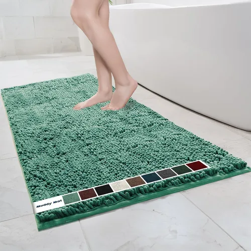Vista 41 de Muddy Mat Alfombras de Baño de Chenilla de Microfibra de Secado Rápido Antideslizantes Lavables, Extra Gruesas, Suaves y Altamente Absorbentes Gris
