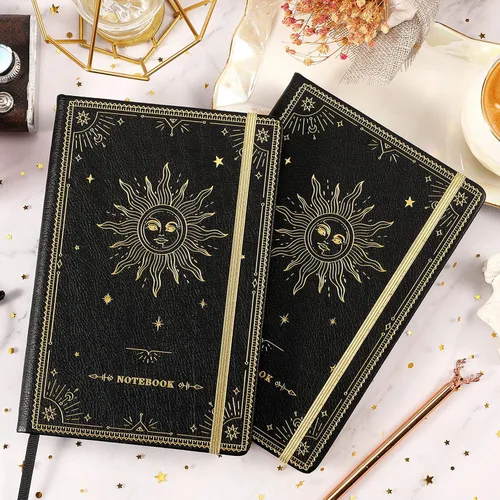 Vista 9 de Artfan Cuaderno/diario rayado – Cuaderno clásico de escritura de piel sintética con papel grueso de alta calidad con bolsillo + separadores