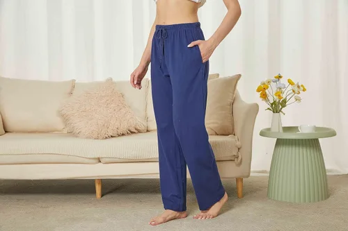 Vista 6 de HiddenValor Pantalones de pijama de punto de algodón para mujer